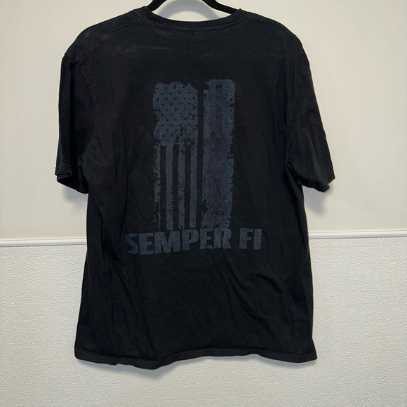 Men's Gildan T-Shirt Large Black Ireland front / Semper Fi Back - Picture 4 of 7